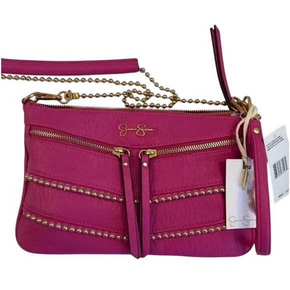Jessica Simpson Patsy Clutch Crossbody Bag in Pink with Gold Studs, New with Tag - Picture 11 of 12